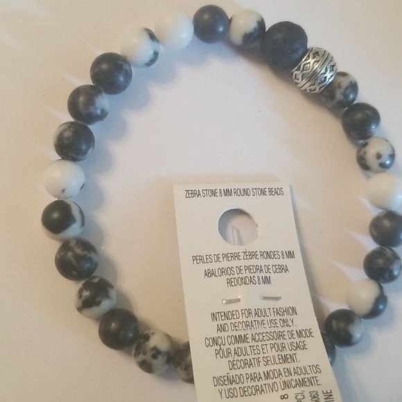 Zebra Stone Mens 8" Expansion Bracelet New Custom Made 6mm Balance Your Life - Picture 7 of 9